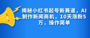 揭秘小红书起号新赛道，AI制作新闻商机，10天涨粉1万，操作简单-男爵娱创[知识付费]