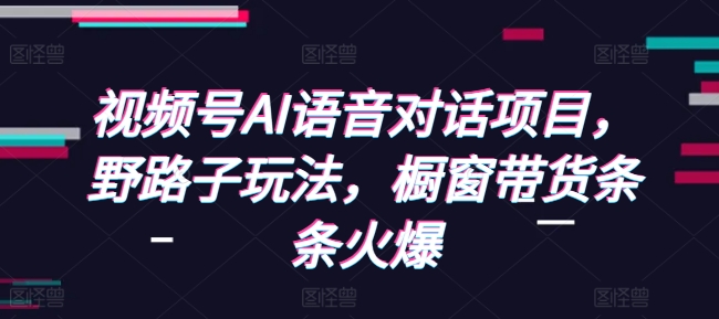视频号AI语音对话项目，野路子玩法，橱窗带货条条火爆-男爵娱创[知识付费]