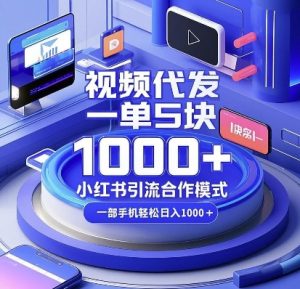 视频代发，一单5块，小红书引流合作模式，一部手机轻松日入多张【揭秘】-男爵娱创[知识付费]