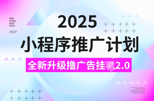 2025小程序推广计划，撸广告挂JI3.0玩法，日均5张【揭秘】-男爵娱创[知识付费]