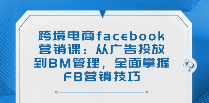 跨境电商facebook营销课：从广告投放到BM管理，全面掌握FB营销技巧-男爵娱创[知识付费]