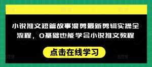 小说推文短篇故事混剪最新剪辑实操全流程，0基础也能学会小说推文教程，肯干多发日入多张-男爵娱创[知识付费]