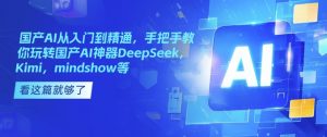 国产AI从入门到精通，手把手教你玩转国产AI神器DeepSeek，Kimi，mindshow等-男爵娱创[知识付费]