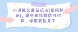 小说推文最新玩法(视频标记)，单条视频收益四位数，详细教程来了-男爵娱创[知识付费]
