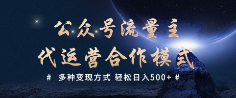 公众号流量主代运营  多种变现方式 轻松日入5张【揭秘】-男爵娱创[知识付费]