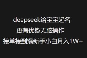 deepseek给宝宝起名更有优势无脑操作接单接到爆新手小白月入1W+-男爵娱创[知识付费]