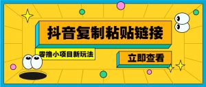 零撸小项目，新玩法，抖音复制链接0.07一条，20秒一条，无限制。-男爵娱创[知识付费]
