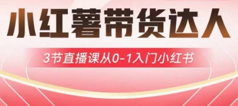 小红薯达人带货启航计划，3节直播课从0-1入门小红书-男爵娱创[知识付费]
