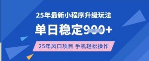 25年3月最新小程序升级玩法，单日稳定收益数张，风口项目，一个手机轻松操作【揭秘】-男爵娱创[知识付费]