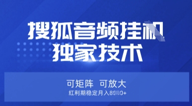 【搜狐音频挂G】独家技术，可矩阵可放大，红利期稳定月入8k【揭秘】-男爵娱创[知识付费]