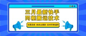 三月最新快手同框搬运技术，无需混剪 条条出爆款 安卓苹果通用-男爵娱创[知识付费]