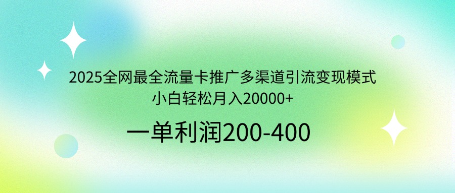 2025全网最全流量卡推广多渠道引流变现模式，小白轻松月入20000+-男爵娱创[知识付费]