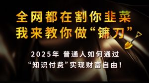 全网都在割你韭菜，我来教你做镰刀,2025普通人如何通过知识付费，实现财F自由【揭秘】-男爵娱创[知识付费]