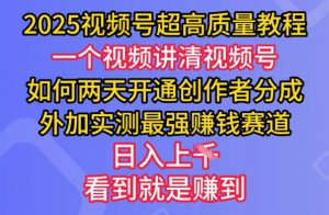 2025视频号超高质量教程，两天开通创作者分成，外加实测最强挣钱赛道，日入多张-男爵娱创[知识付费]