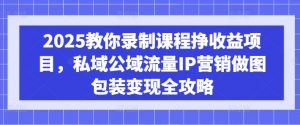 2025教你录制课程挣收益项目，私域公域流量IP营销做图包装变现全攻略-男爵娱创[知识付费]