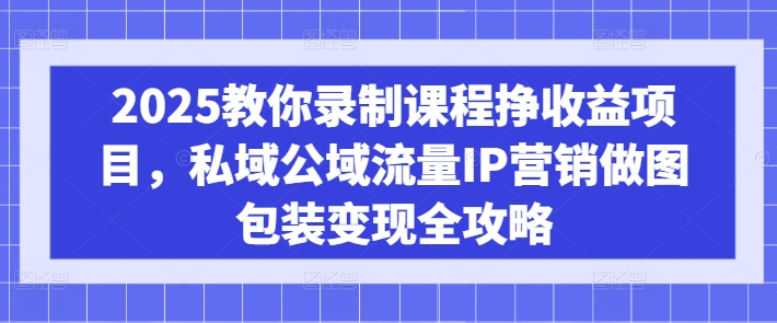 2025教你录制课程挣收益项目，私域公域流量IP营销做图包装变现全攻略-男爵娱创[知识付费]