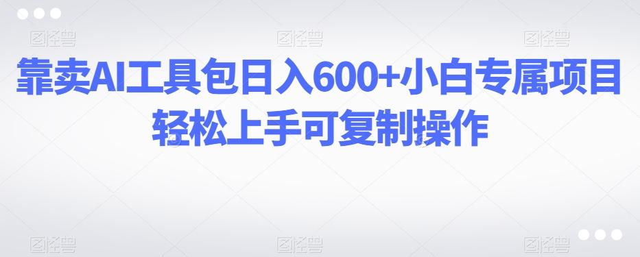 靠卖AI工具包日入600+小白专属项目轻松上手可复制操作-男爵娱创[知识付费]