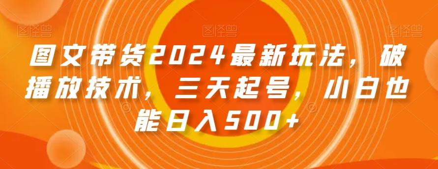 图文带货2024最新玩法，破播放技术，三天起号，小白也能日入500+【揭秘】-男爵娱创[知识付费]