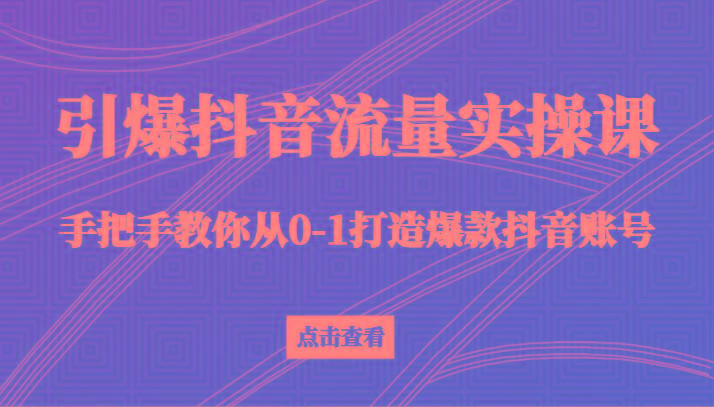 引爆抖音流量实操课，手把手教你从0-1打造爆款抖音账号(27节课)-男爵娱创[知识付费]