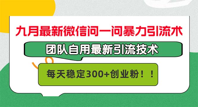 九月最新微信问一问暴力引流术，团队自用引流术，每天稳定300+创…-男爵娱创[知识付费]
