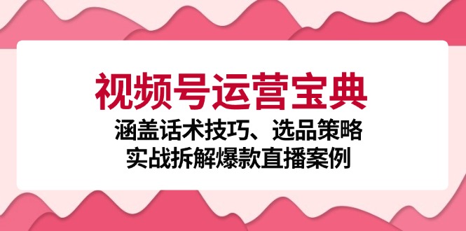 视频号运营宝典：涵盖话术技巧、选品策略、实战拆解爆款直播案例-男爵娱创[知识付费]