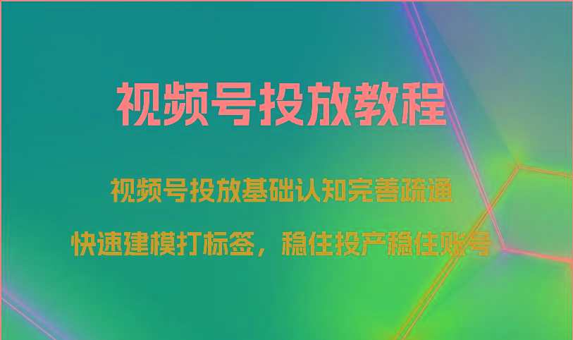 视频号投放教程-视频号投放基础认知完善疏通，快速建模打标签，稳住投产稳住账号-男爵娱创[知识付费]