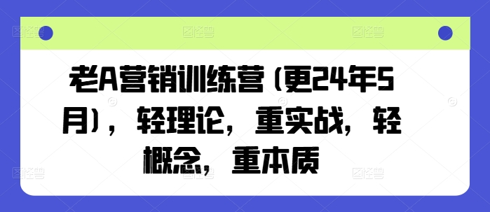 老A营销训练营(更24年10月)，轻理论，重实战，轻概念，重本质-男爵娱创[知识付费]