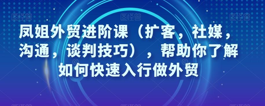 凤姐外贸进阶课（扩客，社媒，沟通，谈判技巧），帮助你了解如何快速入行做外贸-男爵娱创[知识付费]