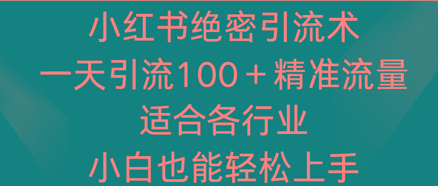 小红书绝密引流术，一天引流100＋精准流量，适合各个行业，小白也能轻松上手-男爵娱创[知识付费]