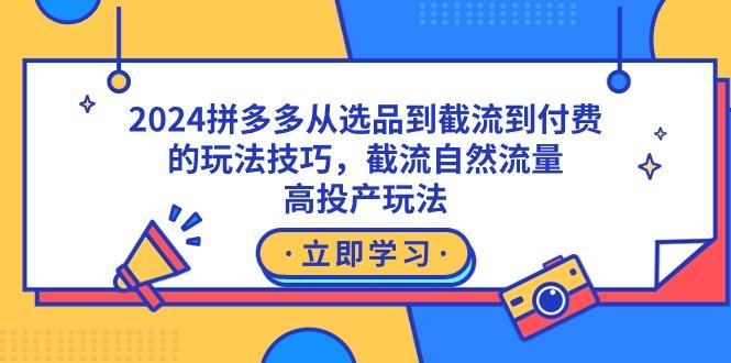 2024拼多多从选品到截流到付费的玩法技巧，截流自然流量玩法，高投产玩法-男爵娱创[知识付费]