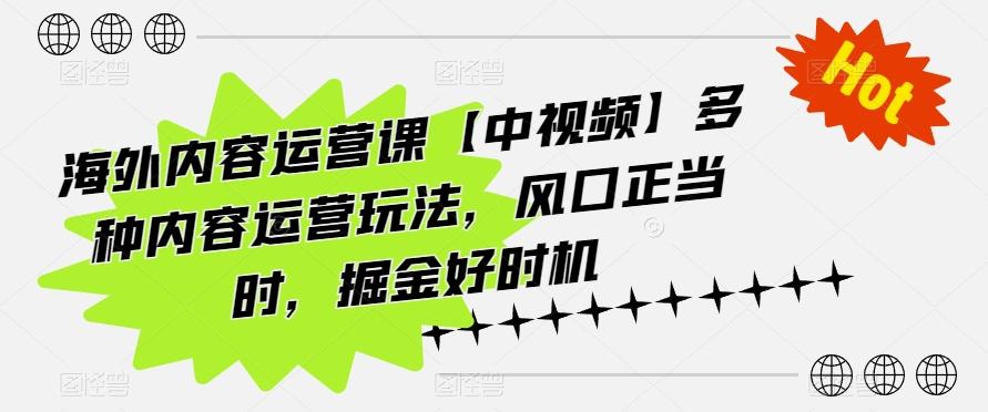 海外内容运营课【中视频】多种内容运营玩法，风口正当时，掘金好时机-男爵娱创[知识付费]