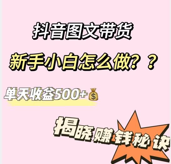 抖音图文带货，新手小白怎么做？单天收益500+【揭秘赚钱秘诀】-男爵娱创[知识付费]