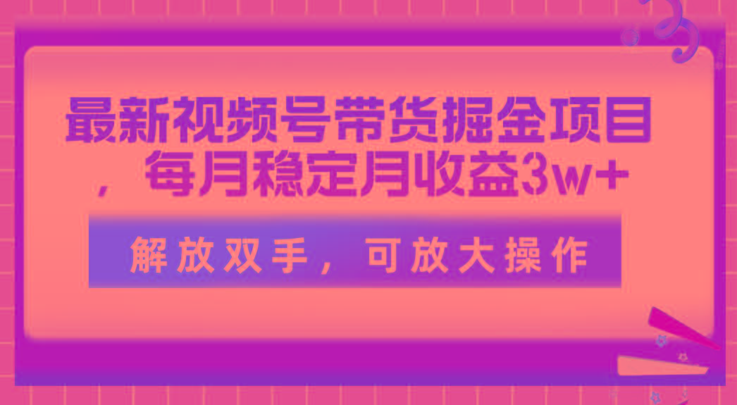 最新视频号带货掘金项目，每月稳定月收益3w+，解放双手，可放大操作-男爵娱创[知识付费]