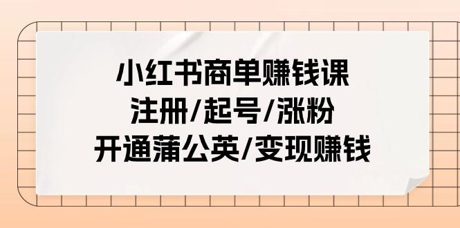 小红书商单赚钱课：注册/起号/涨粉/开通蒲公英/变现赚钱(25节课)-男爵娱创[知识付费]