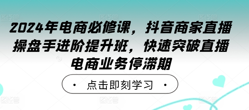 2024年电商必修课，抖音商家直播操盘手进阶提升班，快速突破直播电商业务停滞期-男爵娱创[知识付费]