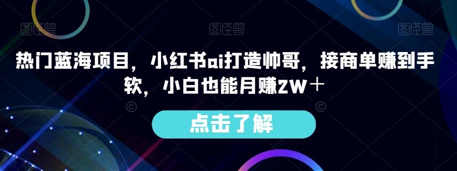 热门蓝海项目，小红书ai打造帅哥，接商单赚到手软，小白也能月赚2W＋-男爵娱创[知识付费]