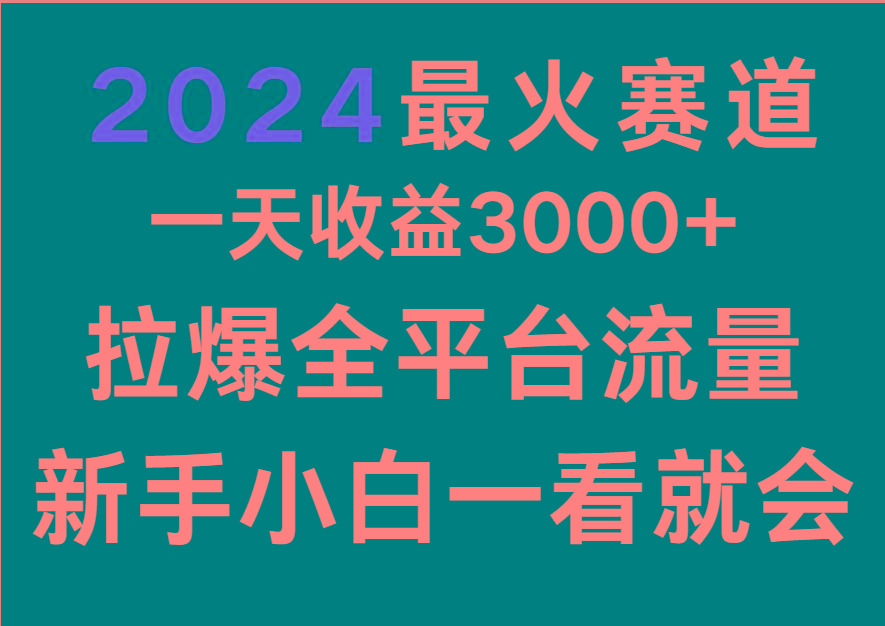 2024最火赛道，一天收一3000+.拉爆全平台流量，新手小白一看就会-男爵娱创[知识付费]
