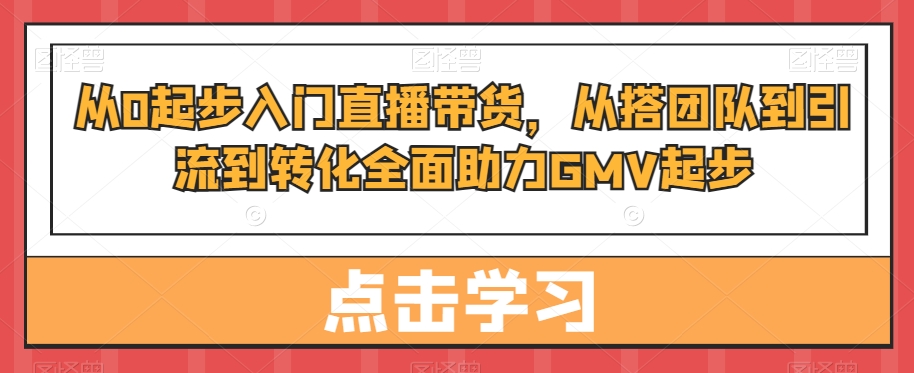 从0起步入门直播带货，​从搭团队到引流到转化全面助力GMV起步-男爵娱创[知识付费]