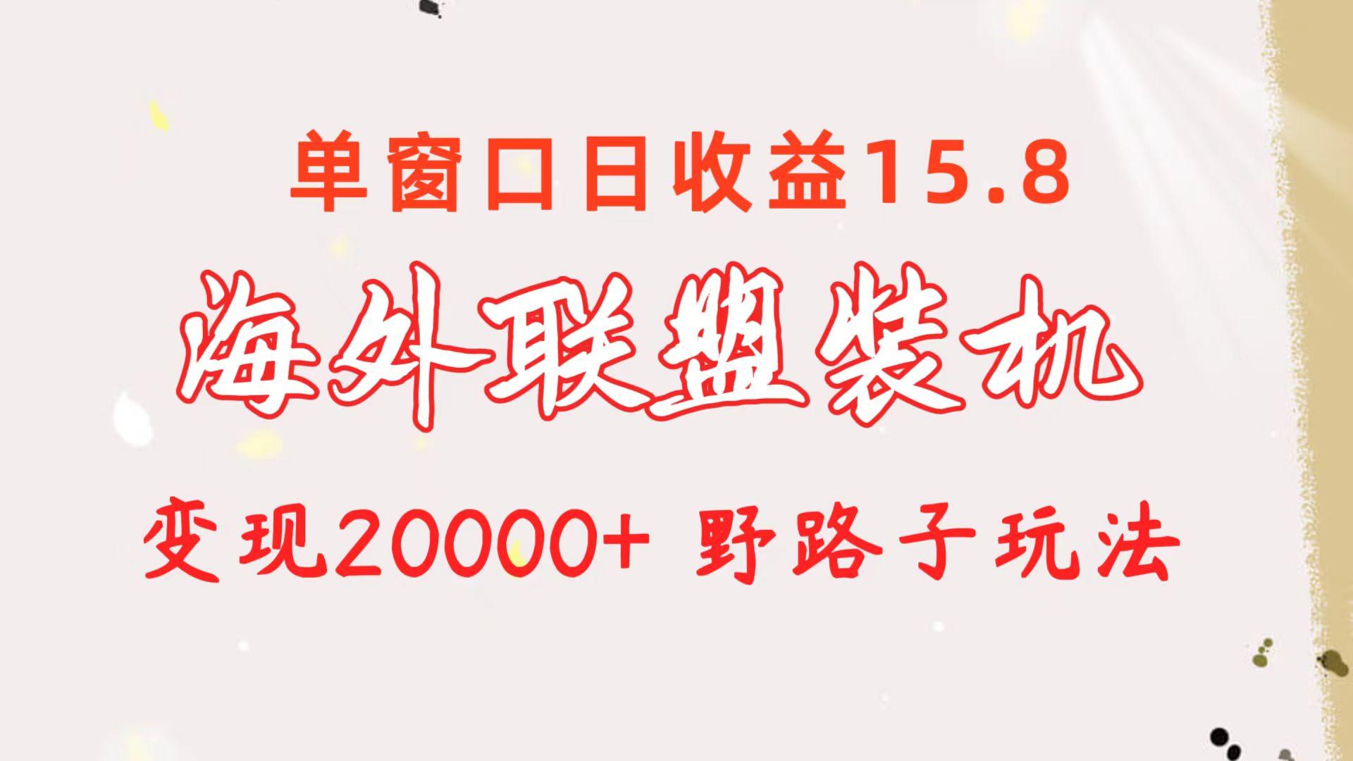 海外联盟装机 单窗口日收益15.8  变现20000+ 野路子玩法-男爵娱创[知识付费]