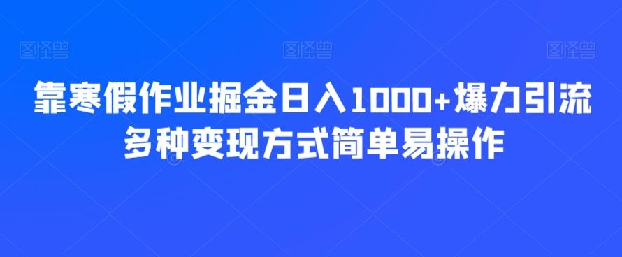 靠寒假作业掘金日入1000+爆力引流多种变现方式简单易操作-男爵娱创[知识付费]