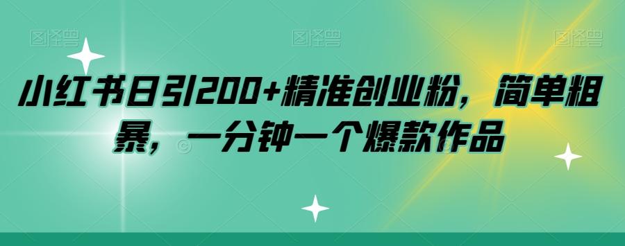 小红书日引200+精准创业粉，简单粗暴，一分钟一个爆款作品【揭秘】-男爵娱创[知识付费]