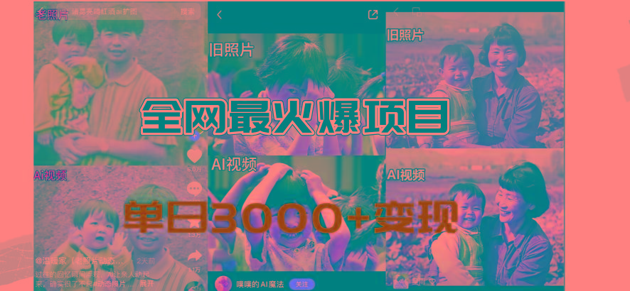 全网爆火的AI让老照片动起来教程，蹭热点日赚3000+，内含免费工具一键…-男爵娱创[知识付费]