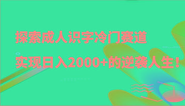 探索成人识字冷门赛道，实现日入2000+的逆袭人生！-男爵娱创[知识付费]