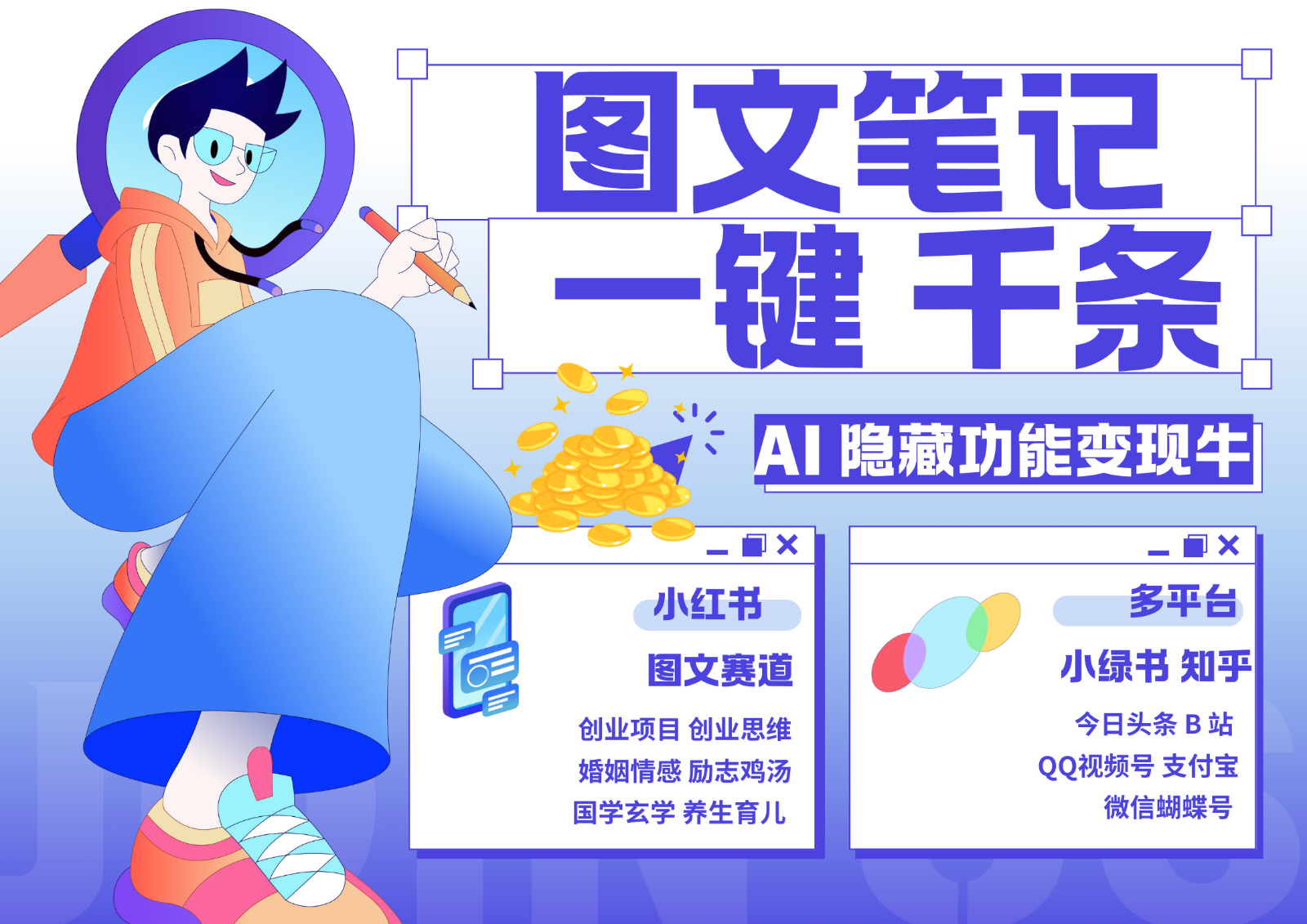 1键生成数千条图文 创业国学 秒生笔记 小红书小绿书图文 轻松引流 变现30000+-男爵娱创[知识付费]