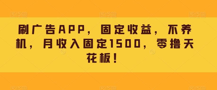 刷广告APP，固定收益，不养机，月收入固定1500，零撸天花板！-男爵娱创[知识付费]