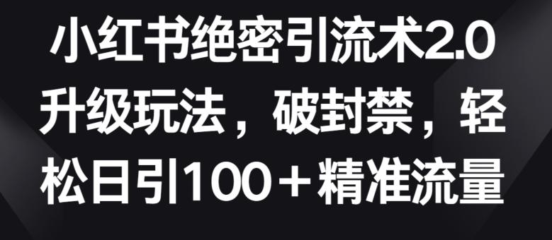 小红书绝密引流术2.0升级玩法，破封禁，轻松日引100+精准流量【揭秘】-男爵娱创[知识付费]