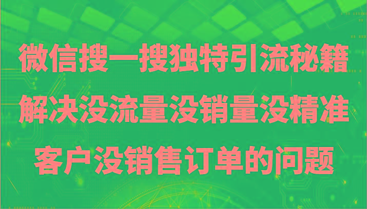 微信搜一搜暴力引流，解决没流量没销量没精准客户没销售订单的问题-男爵娱创[知识付费]