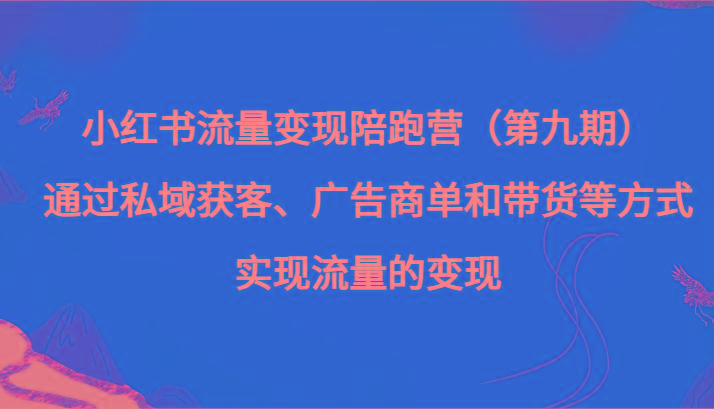 小红书流量变现陪跑营（第九期）通过私域获客、广告商单和带货等方式实现流量变现-男爵娱创[知识付费]