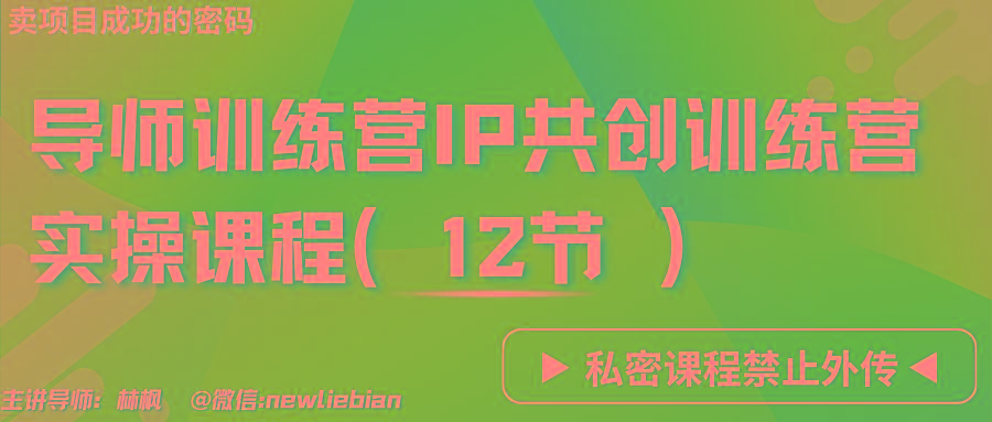 导师训练营3.0IP共创训练营私密实操课程(12节)-卖项目的密码成功秘诀-男爵娱创[知识付费]