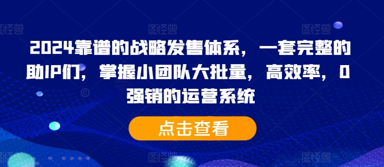 2024靠谱的战略发售体系，一套完整的助IP们，掌握小团队大批量，高效率，0 强销的运营系统-男爵娱创[知识付费]
